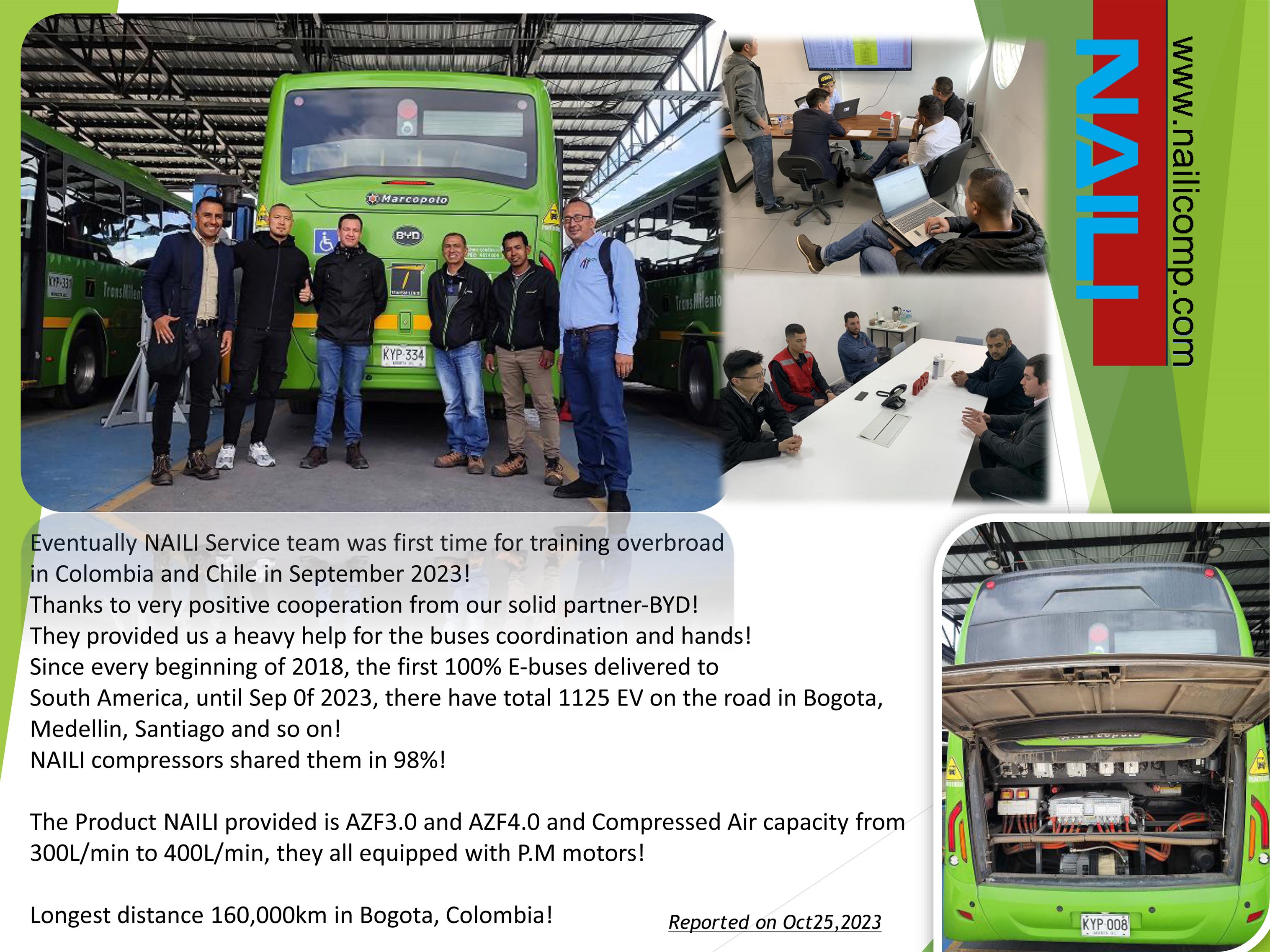 NAILI Service team was training overbroad  in Colombia and Chile in 2023